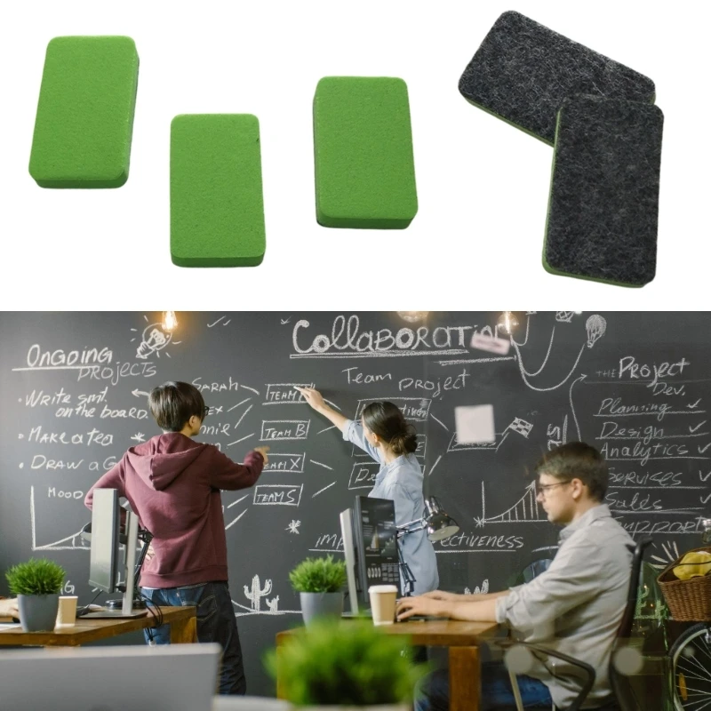 

96GE 50Pieces Small Whiteboard Erasers with Felted Pad for School Classroom Office