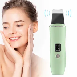 Ultrasone Huid Scrubber Mee-Eter Verwijderaar Gezichtsreiniger 4 Modi Peeling Schep Face Lifting Tool Ems Spatel Diepe Reiniging