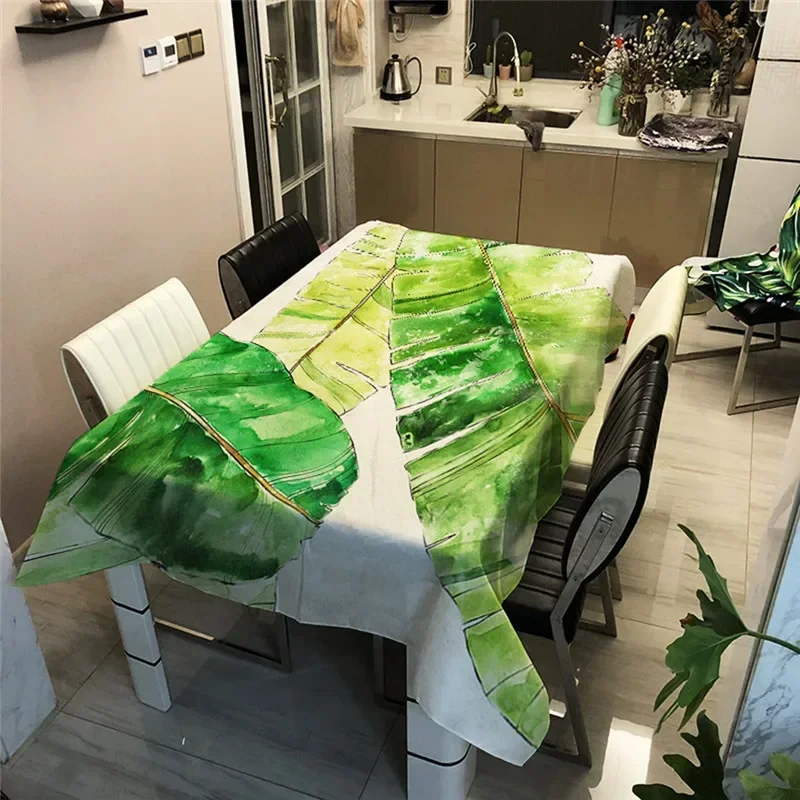 

Tropical Green Plant Palm Leaf Monstera Flower Rectangular Tablecloths Table Cloth for Dining Table Wedding Decoration