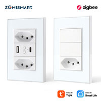 Benexmart Tuya Zigbee 10A 20A Brazil Socket with Dual Light Switch Alexa Google Home Control Smart Wall Outlet 110V 220V