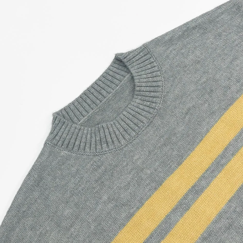 Maglione pullover con scollo a righe a maniche lunghe per donna 2025 Top in maglia allentata casual autunno elegante maglieria stile preppy