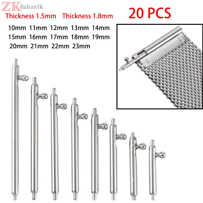 20pcs Quick Release Pins 1.5mm Diameter Watchband Pin for Smart Watch 16mm 18mm 20mm 22mm 24mm Strap Spring Bar Band Accessories