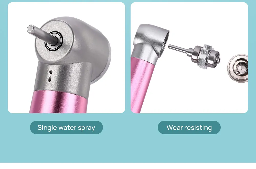 JOY DENTAL Dental Color Handstück-Set mit hoher und niedriger Geschwindigkeit, Druckknopf, Winkelstück, Einweg-Wasserspray, Luftturbine, 2/4 Löcher – Detail 7