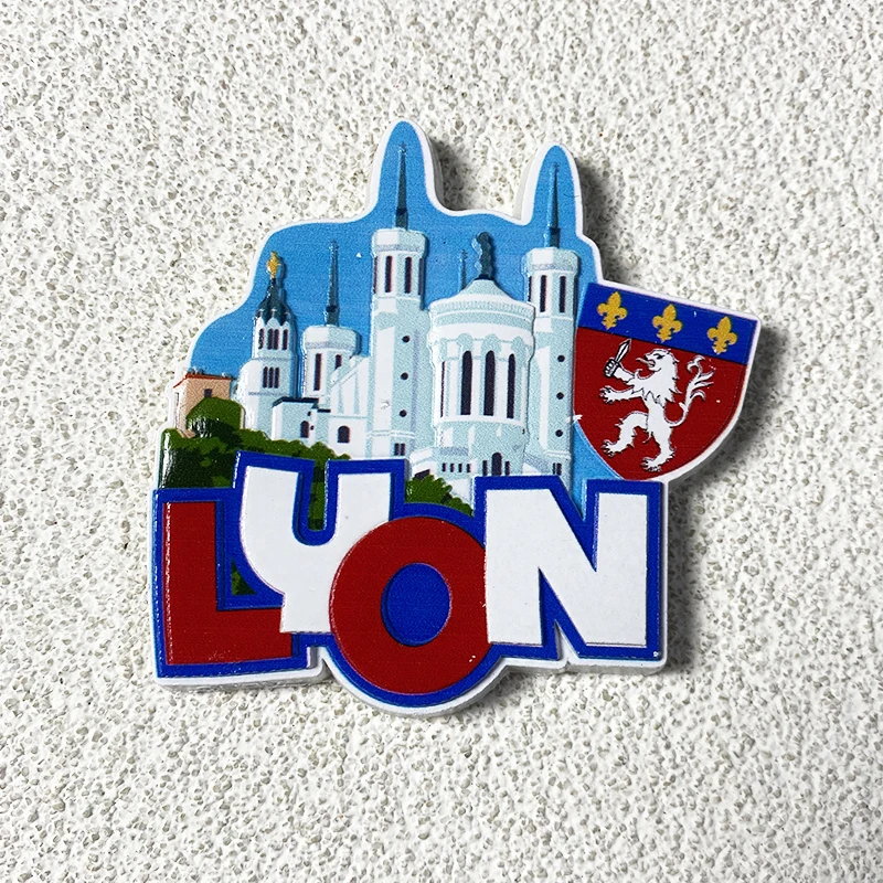 Lyon France tourism souvenirs network celebrity advanced decoration 3d three-dimensional building magnetic refrigerator magnets