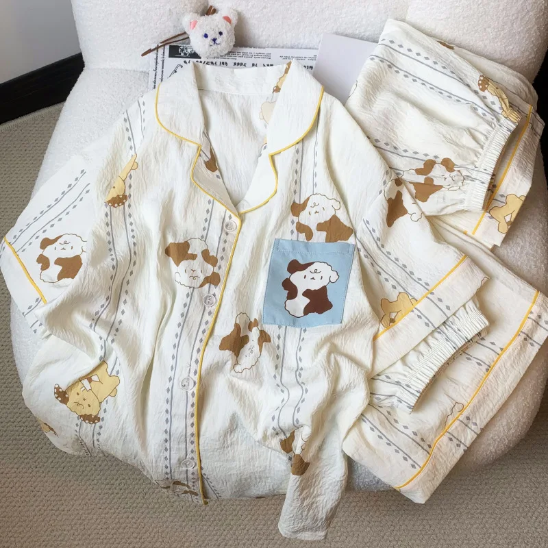 

Spring and Summer Three-Piece Pajamas Loungewear Clouds Cotton Leisure Pajamas Girls Can Be Worn Outside Short-Sleeved Loungewea