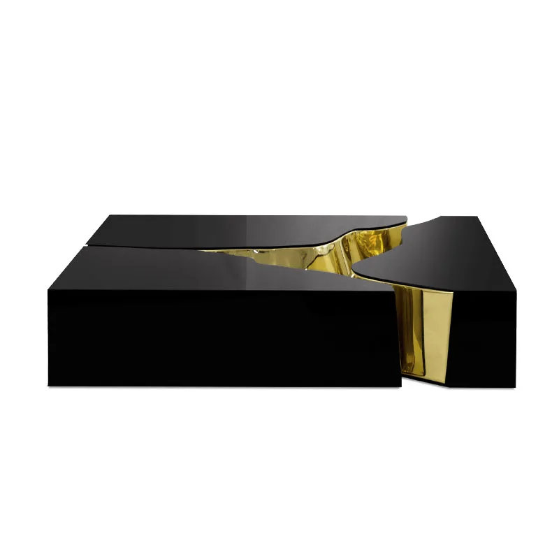 Luxury high-end creative stainless steel coffee table villa living room small apartment irregular design