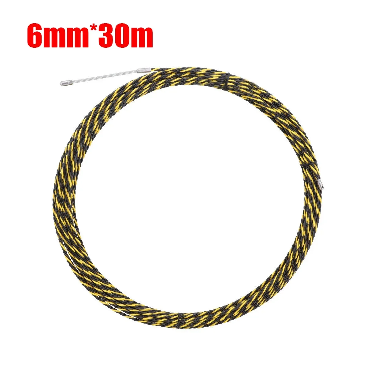 Yellow Cable Gland Puller Fish Tape Cable Fiberglass Metal Wall Wire Conduit 6mm 30M Fiberglass Fish Tape Reel Puller