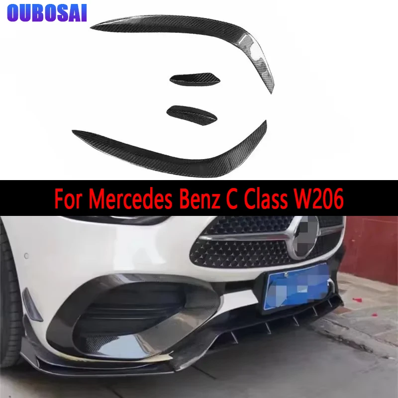 

For Mercedes Benz C Class W206 C200 C260 Sport 2022+ Carbon fiber wind knife fog lamp air vent decorative strip body kit