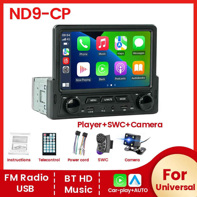 

Автомагнитола MP5 Carplay Android Auto 1 DIN, универсальная, 7-дюймовая, с MirrorLink, MP3, FM-радио, навигацией, мультимедийным плеером и HD сенсорным экраном