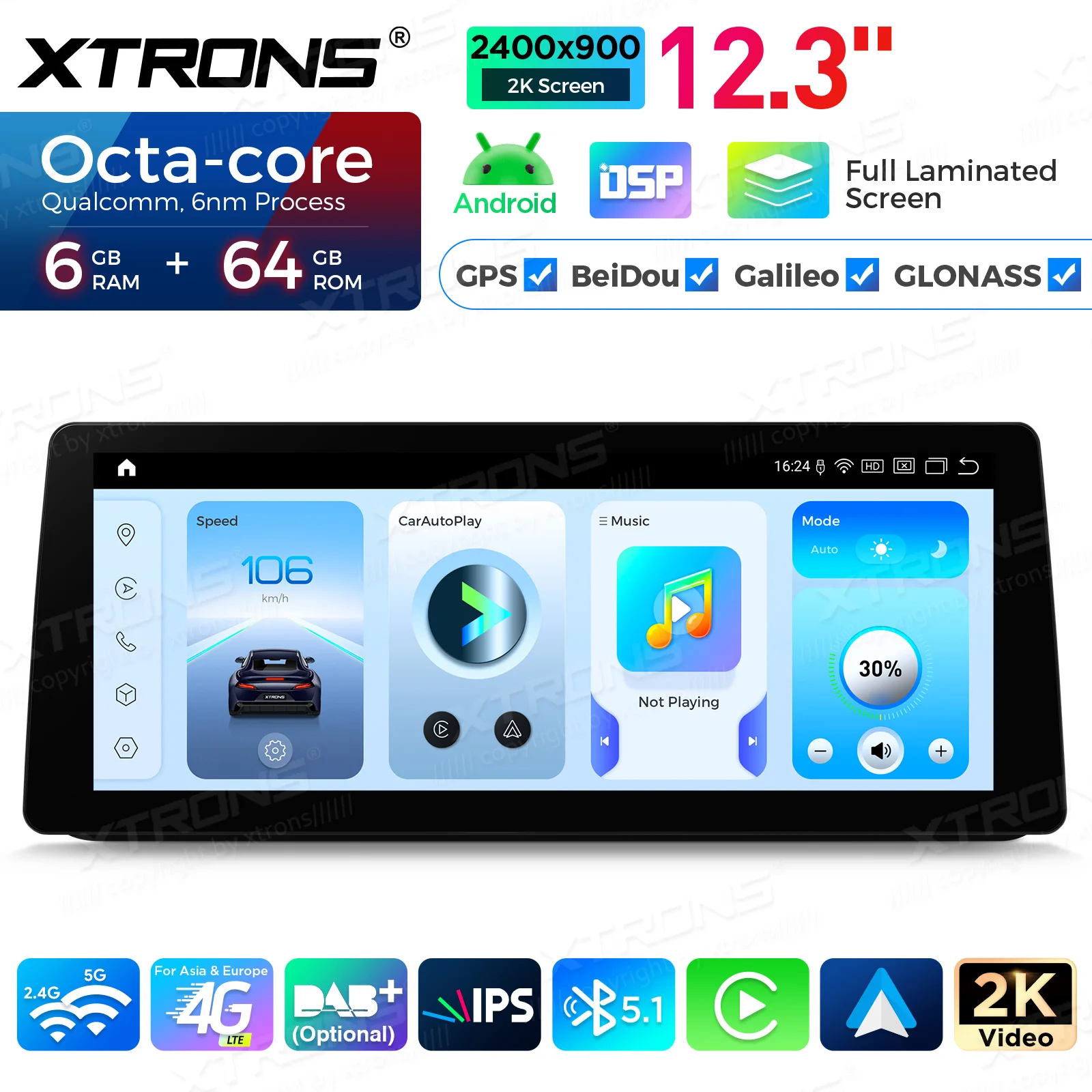 XTRONS 12.3" Android autoradio multimediaspeler voor BMW 3 Serie E90 / E91 E92 LHD zonder OEM scherm, ondersteunt draadloze Carplay