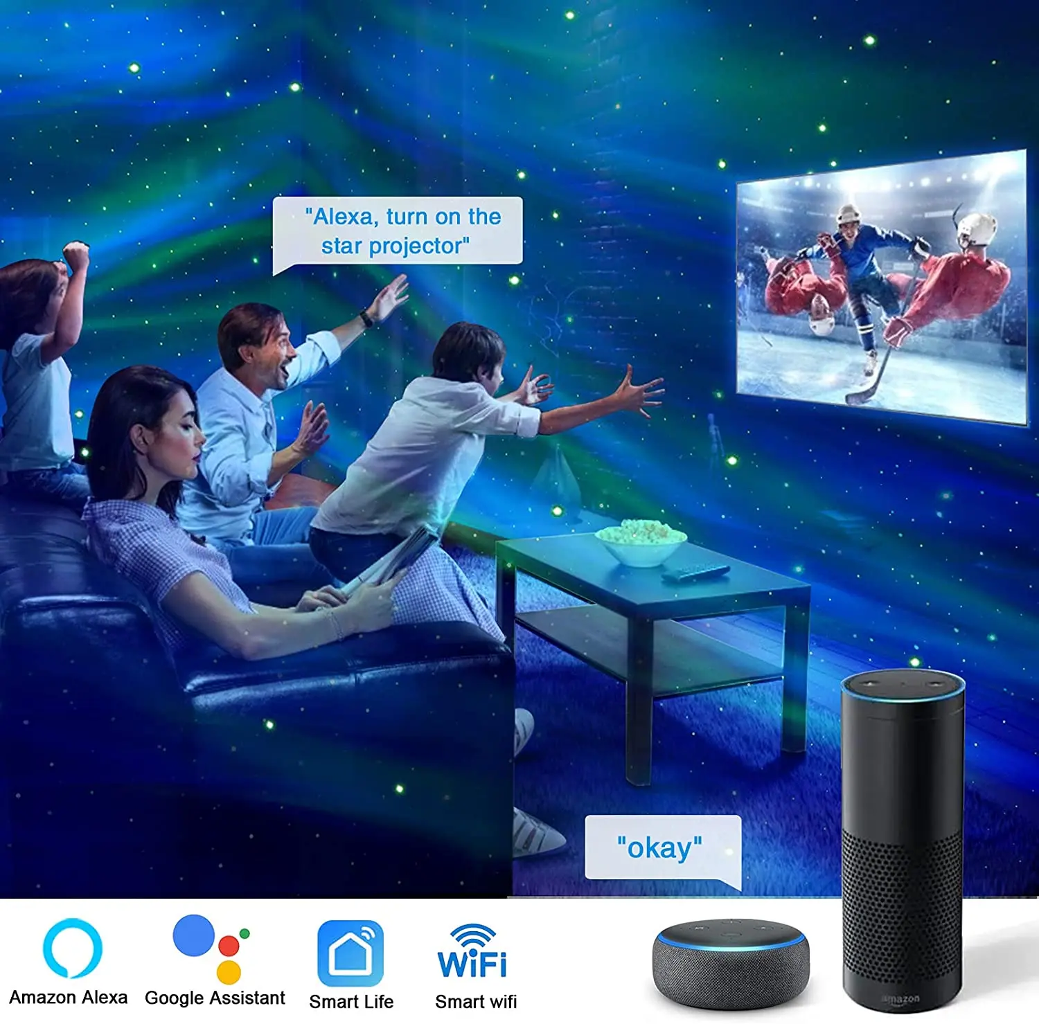 Galaxy Light Projector for Bedroom,Smart Aurora Star Projector with Remote&App Alexa Night Light Projector for Kids Adults Gifts