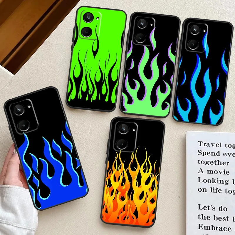 Сине-красное пламя огня для Realme 11 12 9 10 Pro Plus GT5 GT3 GT Neo 5 C51 C53 C35 C31 C30 C25s C21Y C55 C33