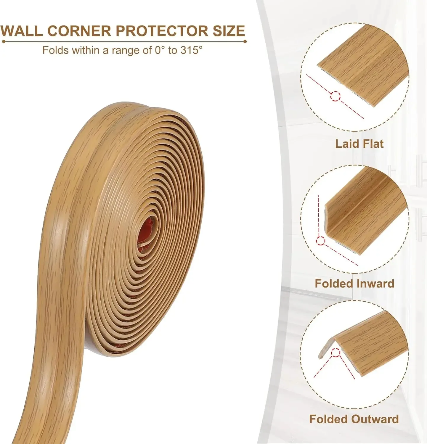 Self Adhesive Wall Corner Protector Peel and Stick Flexible Corner Moulding Trim Bendable Floor Transition Strip Ceiling