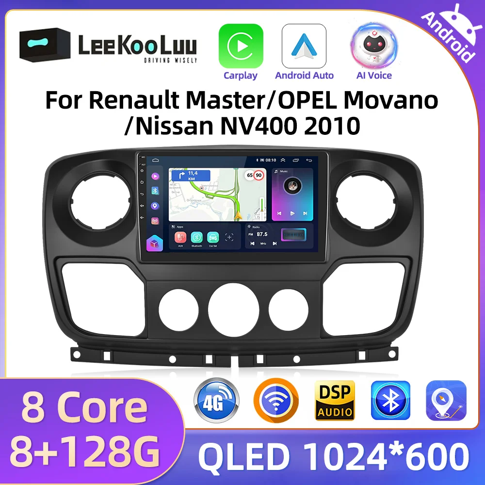 LeeKooLuu Android Multimedia Player For Renault Master/OPEL Movano/Nissan NV400 2010 Car Radio GPS Stereo Carplay Android Auto