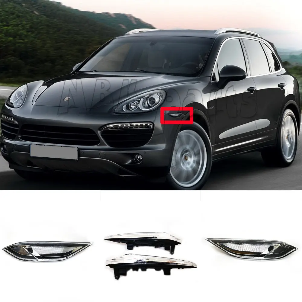 L&R Fit 11-18 Porsche Cayenne 92A 958 958.2 Base Sport S Turbo GTS 3.0L 3.6L 4.8L Lamp Turn Signal Front Side Marker Cover