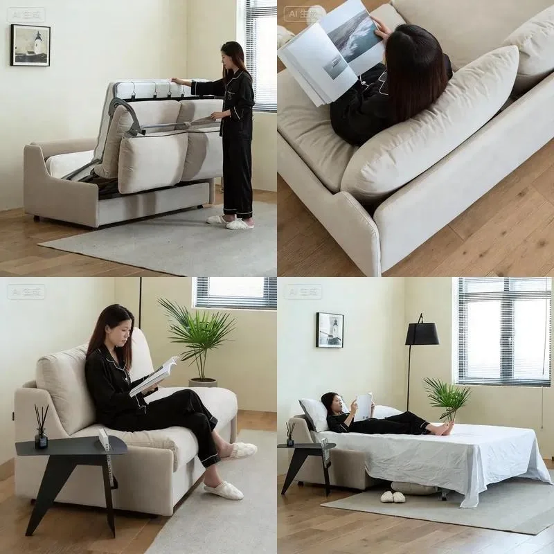 Customizable Tech Fabric Sofa Bed Foldable Multi Functional Small Living Room Single Double Use Factory Direct Sales