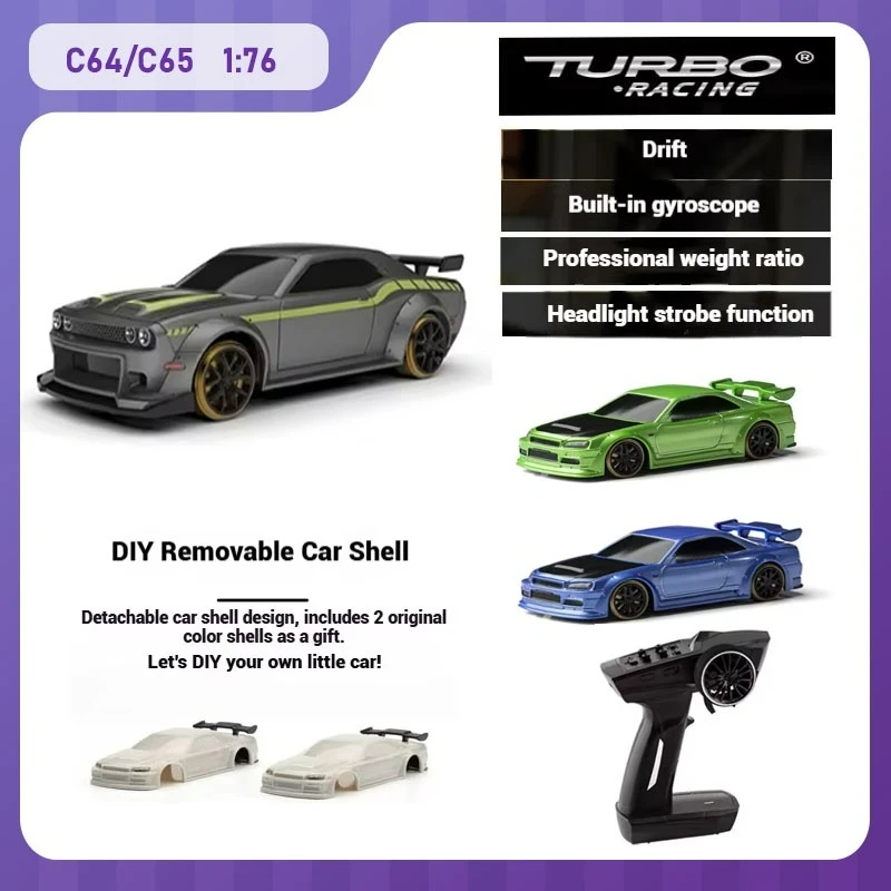 

Turbo Racing C65/C64 Радиоуправляемые автомобили, полностью пропорциональные 1/76 мини-игрушечная модель для настольных гонок, 2,4G, высокоскоростной дрифтовый радиоуправляемый автомобиль, игрушечный автомобиль для мальчиков, подарок