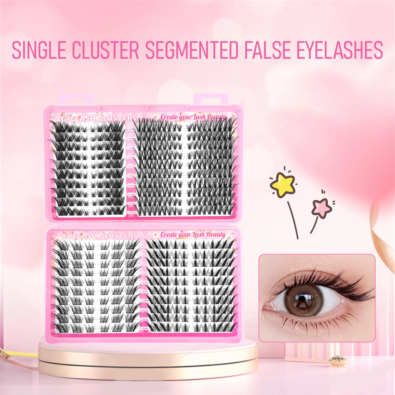 Natürliches Manga-Wimpern-Cluster-Set Gemischtes Segment-Wimpernverlängerungsset 9-16mm C-Kurve Künstliche Wimpern für Volumen-Wimpernverlängerung