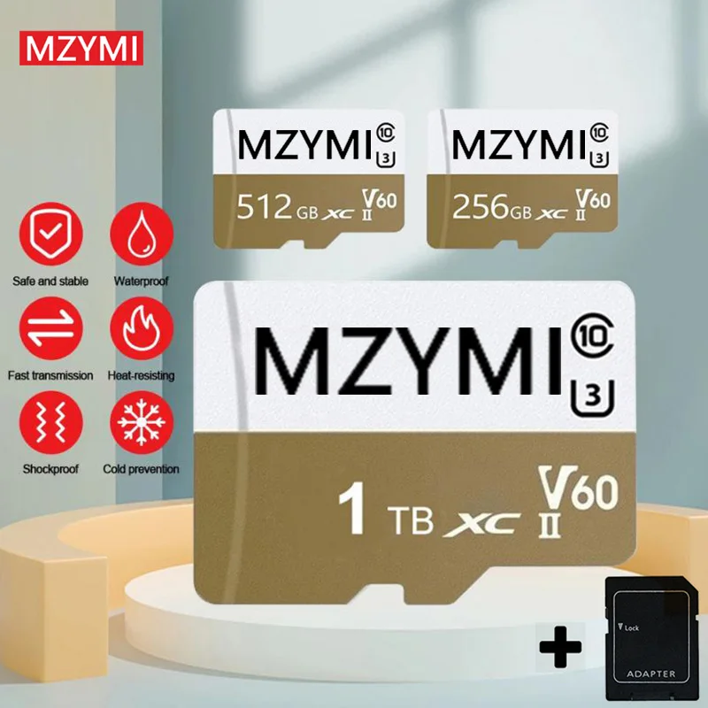 

MZYMI Mini Memory Card 2TB V60 1TB Class 10 High Speed Micro TF Cards 512GB Expanded Data Storage For Phone Camera Tablets