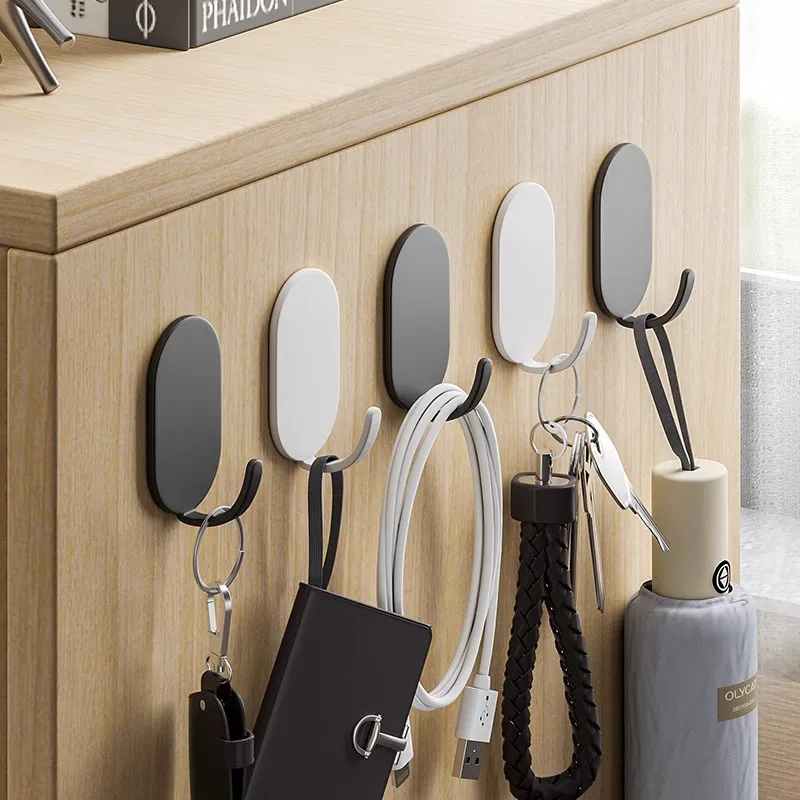 5/10 Stuks Zelfklevende Muurhaken Deur Sleutels Kleerhanger Robe Hook Kapstok Handdoekhouder Badkamer Accessoire multifunctionele Haak