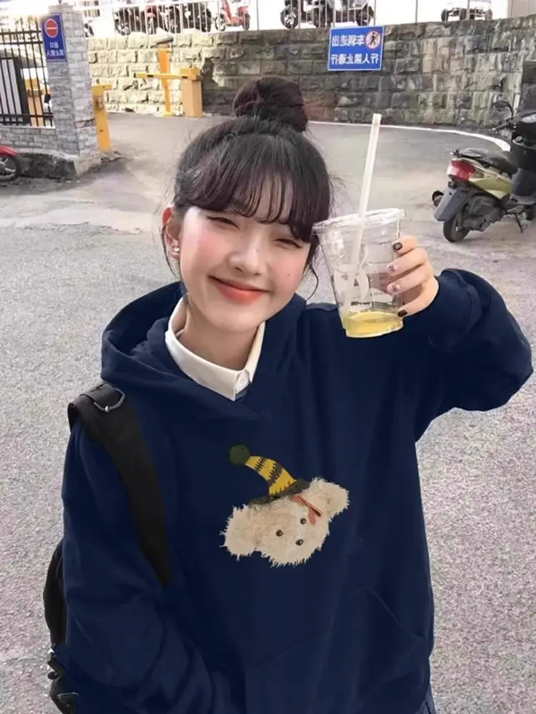 

Флисовая толстовка со шляпой, женская осенняя одежда с открытыми плечами, обычная посадка в стиле хип-хоп, уличная одежда с надписями, повседневная текстура, необычная одежда Ins