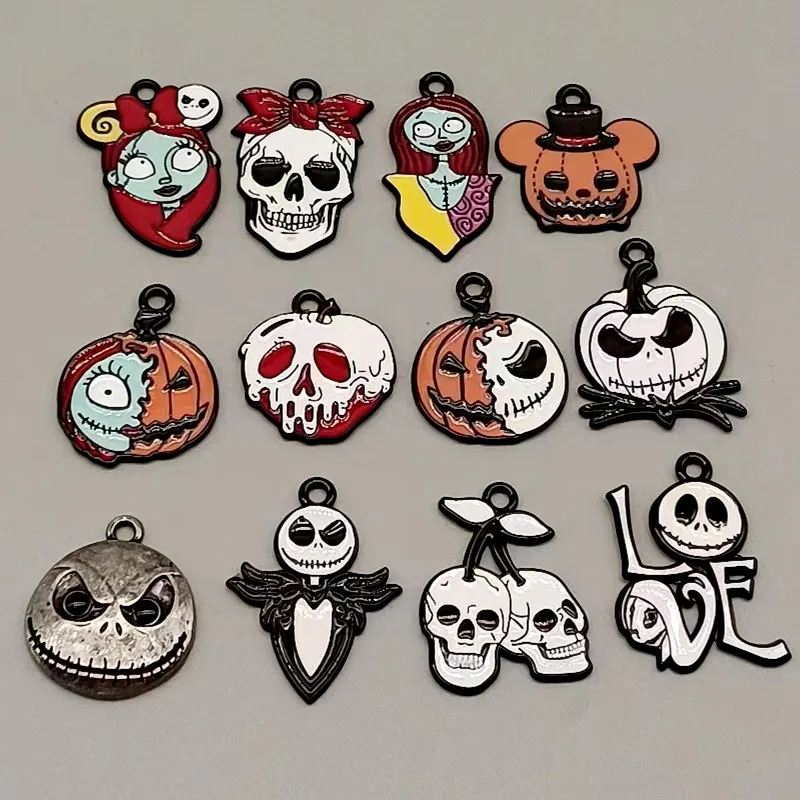 10 قطع الكرتون سحر هالوين حزب الهدايا جميل الجمجمة شبح القرط قلادة DIY المفاتيح سوار قلادة المجوهرات #4