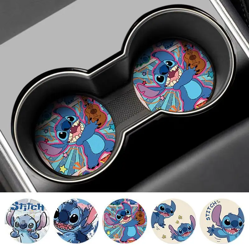 Disney Stitch Leuke Gepersonaliseerde Creatieve Cartoon Patroon Auto Nieuwe Eenvoudige Mode Decoratieve Draagbare Antislip Water Coaster