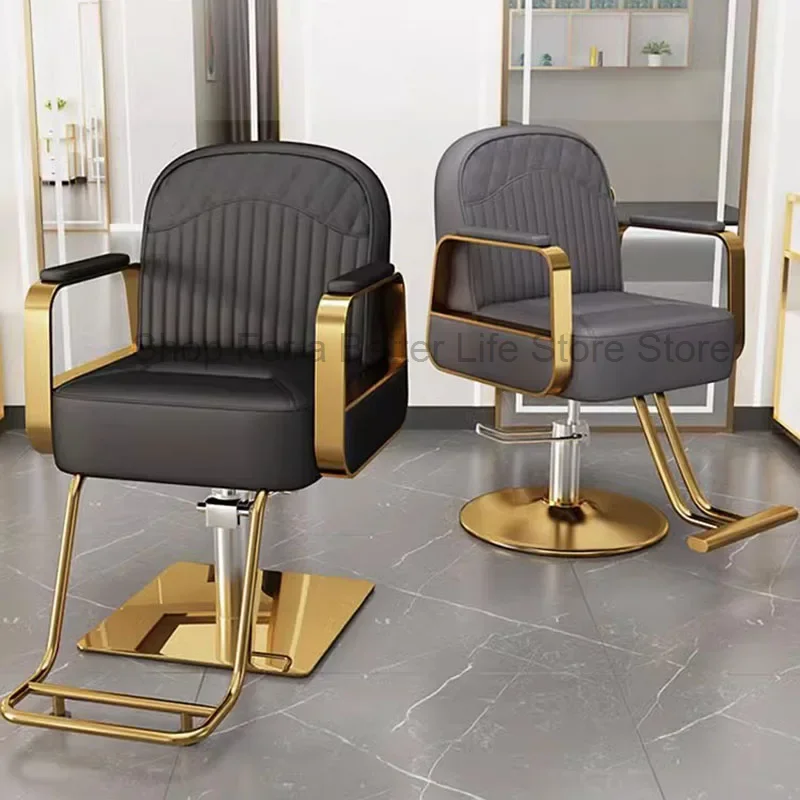 Mengangkat kursi tukang cukur Stainless Steel, kursi Salon pedikur Spa, penata rambut mewah Silla De Barberia furnitur Salon AA