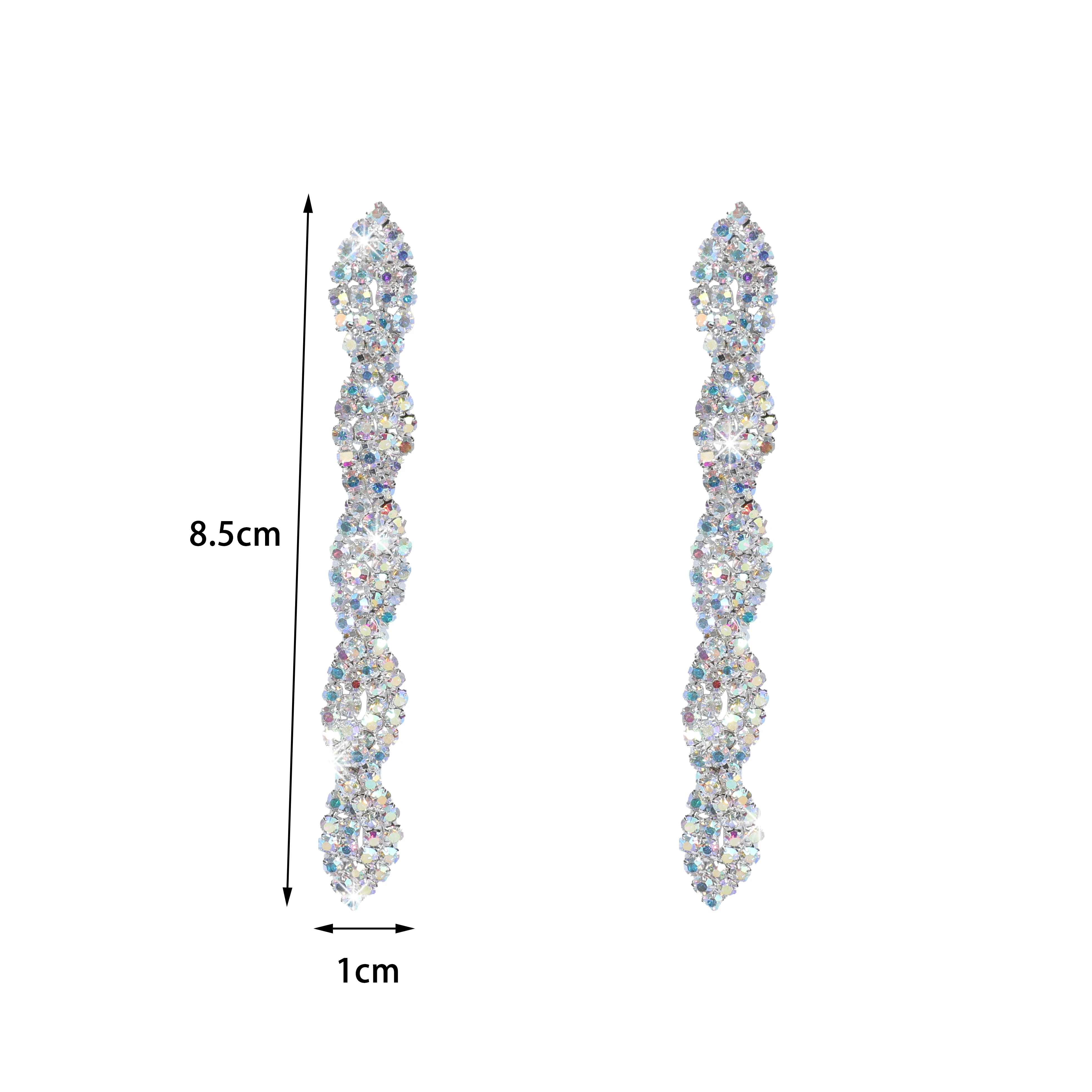 New Luxury Blue Colorful Long Tassel Earrings for Women Bridal Dangle Earrings Full Rhinestone Party Earring Wedding Jewelr