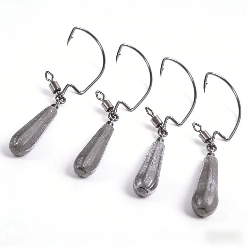 5PCS Anti- Snag Lead Sinker Crank Hook 3.5 - 10g Lead Head Hook Soft Bait Set New Lure Fishing Hook