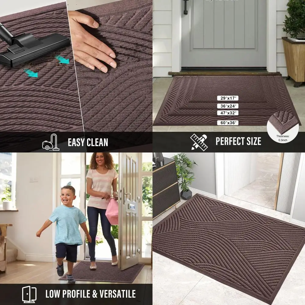 

Durable Entrance Door Mat, Absorbent for Mud and Dirt, Outdoor-Indoor, Stain & Fade Resistant, Non-Slip, 60x36, Coffee