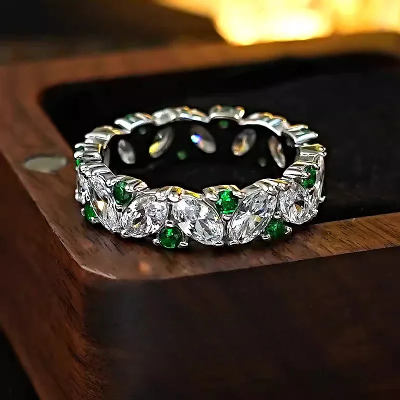 925 Silver Ring Intercolor Grandmother Green Horse Eyes High Carbon Diamond Charm Light Luxury Niche, Wizard of Oz!