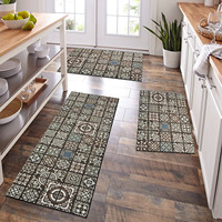 Fashionable floral short velvet floor mat with anti slip and stain resistant properties, super absorbent, suitable for kitchen a