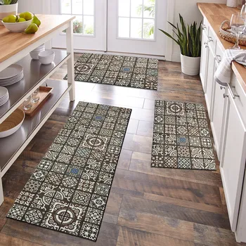 מחצלת קטיפה פרחונית קצרה פרחונית עם תכונות עמידות בפני כתמים, סופר סופג, מתאים למטבח