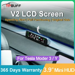 TPBUFF For Tesla Model 3 Y Head Up Display 2023 New HUD 3.9inch Mini Screen Digital instrument Panel Speedometer Accessories