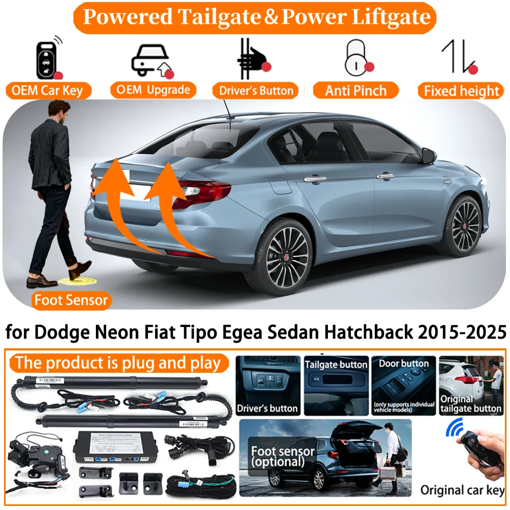 

Электропривод багажника для Dodge Neon, Fiat Tipo, Egea (седан, хэтчбек) 2015-2025: Комплект автоматического электрического подъемника задней двери