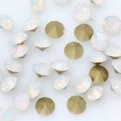 ss4-ss38 Round white opal pointed Foiled back czech Crystal Nail Art rhinestones glass strass chaton stones Jewelry making beads