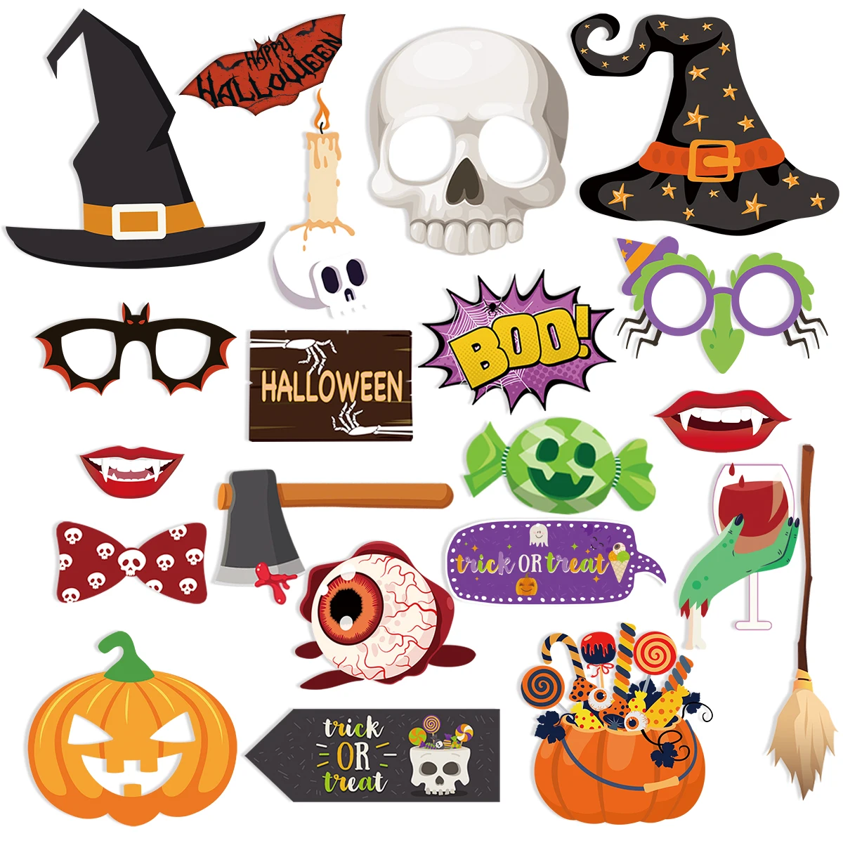 20szt Halloween Photo Booth Prop Scary Pumpkin Ghost Witch Hat Glasses Halloween Theme Party Decorations Halloween Selfie Props