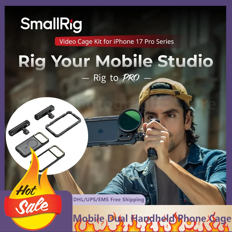 

Smallrig for Iphone 17 Pro 17Pro Max Professional Shooting Rabbit Cage Kit Dual Handheld with Controller Bluetooth Camera Assist