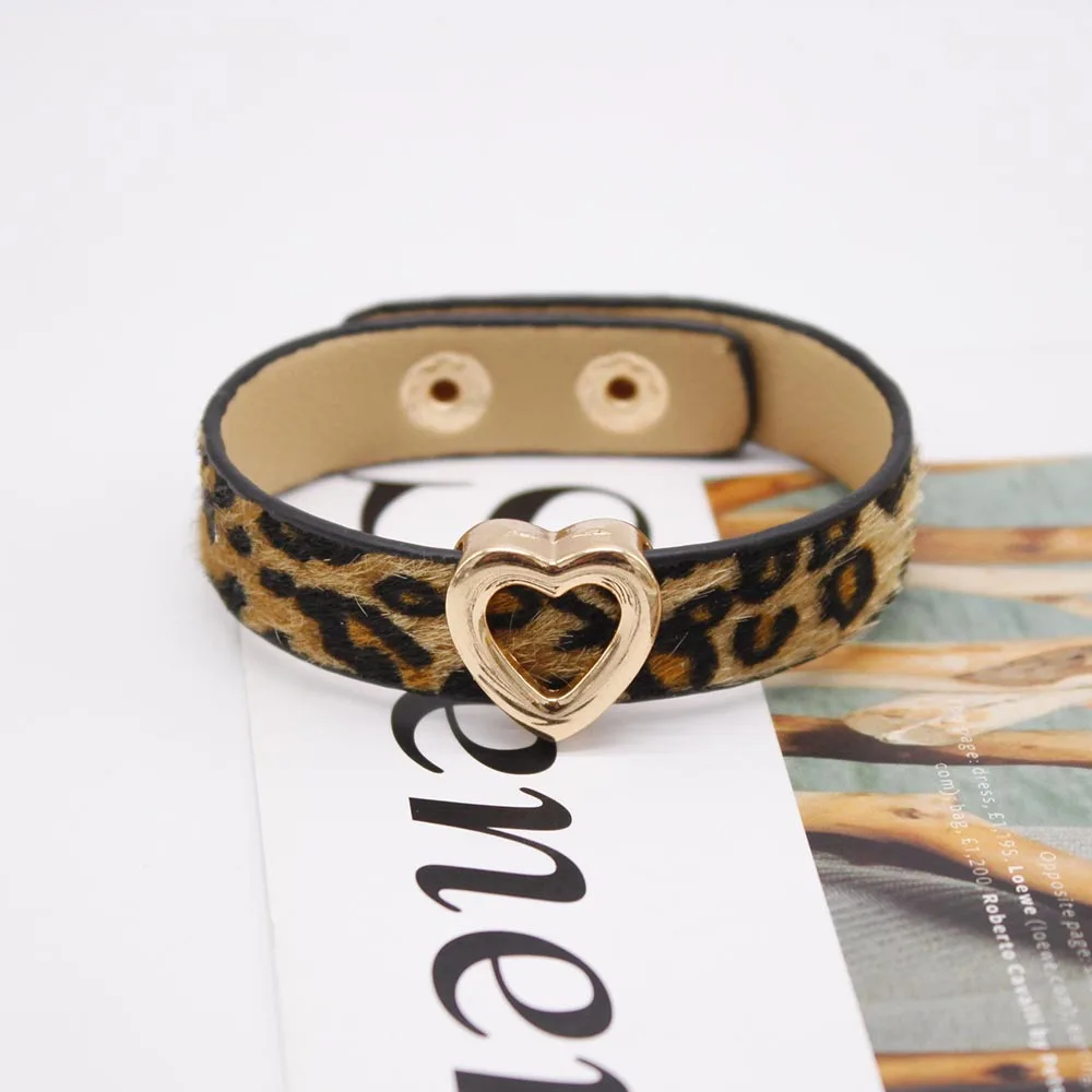 2022 New Hand Punk Leopard Leather Bracelets for Women  Fashion Bracelets & Bangles Elegant LOVE Wide Wrap Bracelet Jewelry