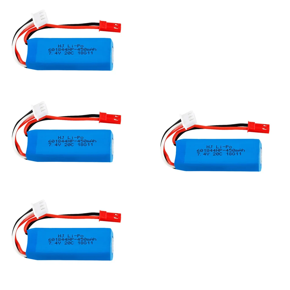 7.4V 450mAh Lipo Battery 2S for WLtoys K969 K989 K999 P929 P939 RC Car 7.4 V 450 mah  601844 20C battery 5pcs/4pcs/3pcs/2pcs/lot