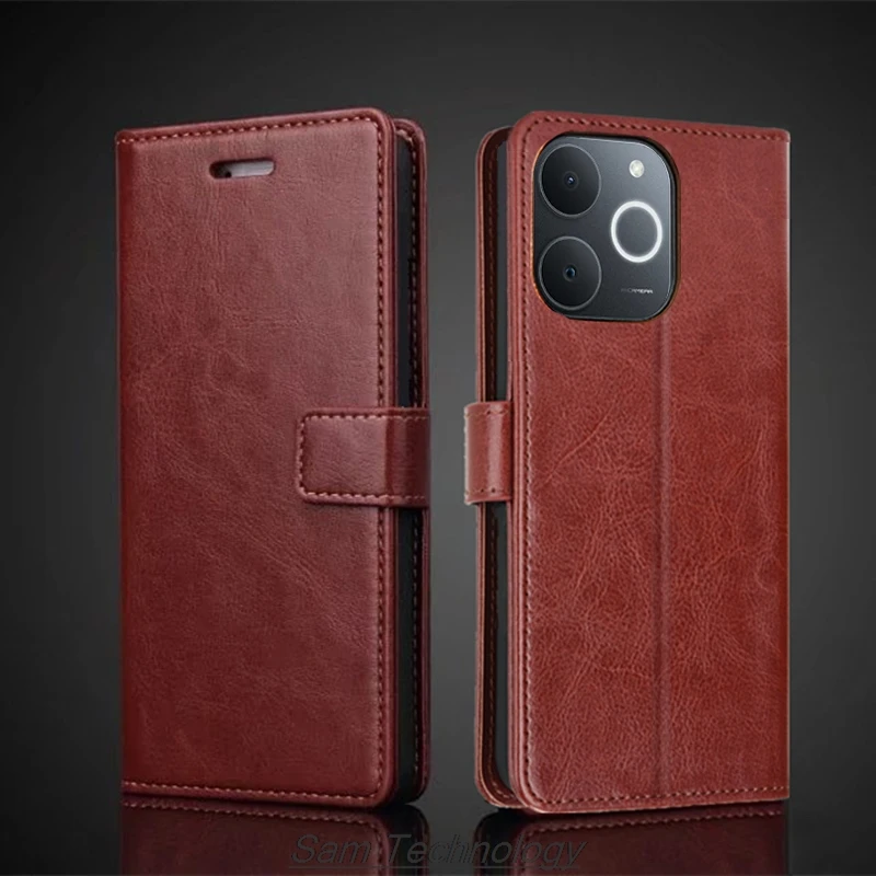 

Чехол из искусственной кожи с держателем для карт для OPPO Realme Note 70T 4G/Realme Narzo 80 lite 4G, откидная крышка в стиле ретро, чехол Fundas Coque