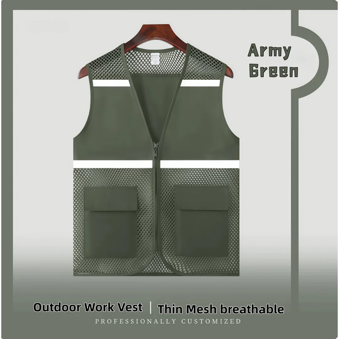 Printing Logo Mesh Fishiing Style Sleeveless Thin Breathable Vest Event Volunteer Vest Summer Camping & Hiking and Hunting work