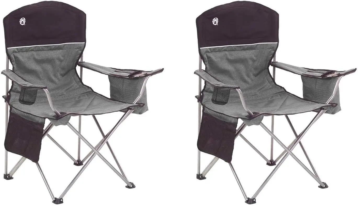 Oversized Black Camping Lawn Chairs + Cooler, 2-Pack | 2000020256