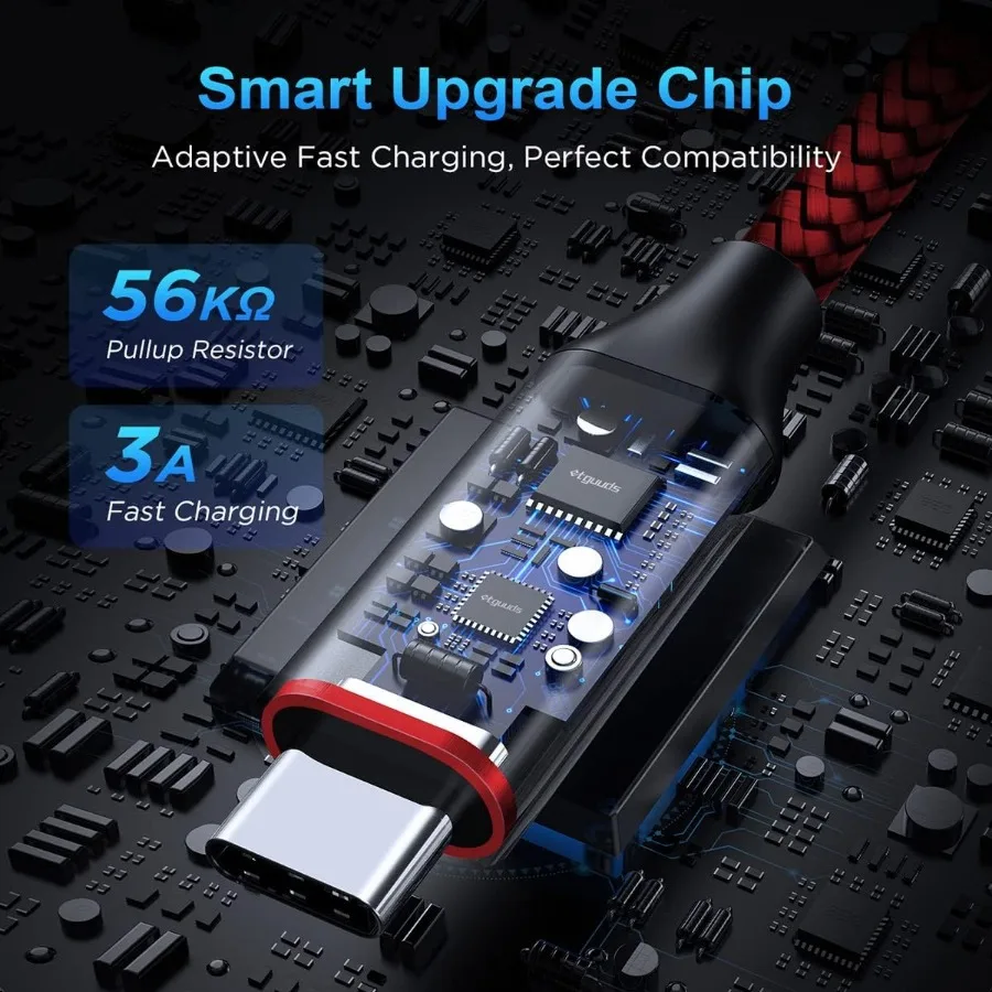 لون USB C كابل 3ft 5 حزمة USB إلى USB C كابل الشاحن سلك شحن سريع نوع C مضفر آيفون 15 لسامسونج غالاكسي S24 S