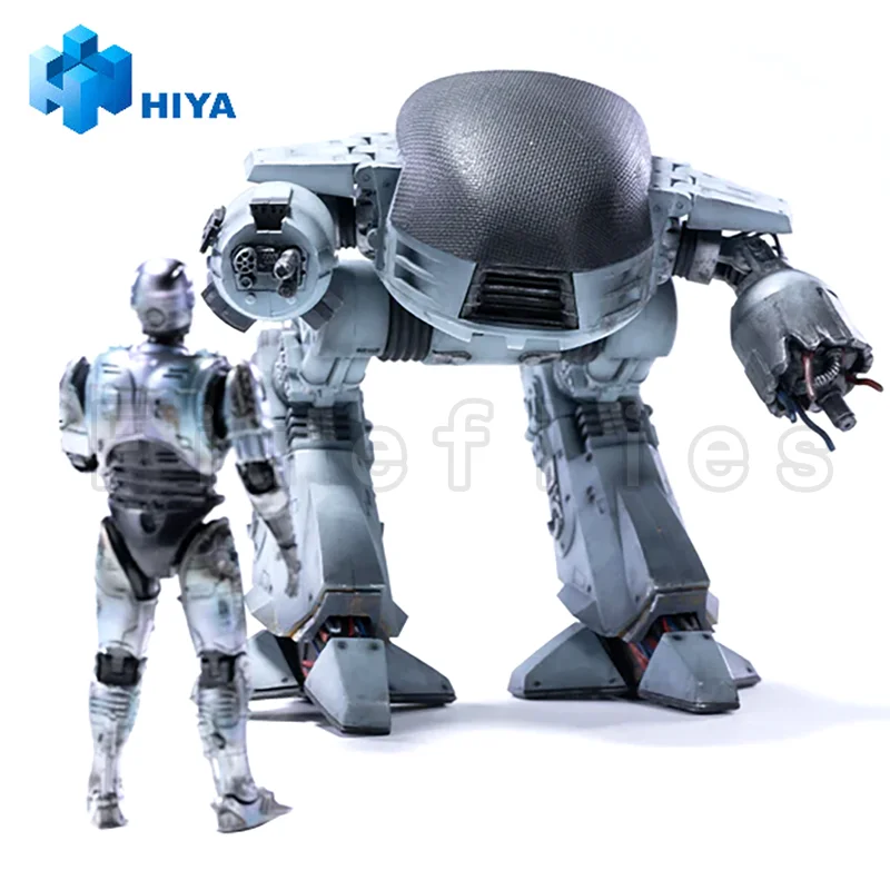 1/18 HIYA Action Figure Exquisite Mini Series ED209 VS Robocop BattleDamage 2 Pack SDCC Anime Collection Model Toy Free Shipping