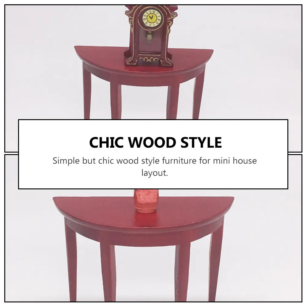 

Mini House Half-Round Wood Table Long-Lasting Miniature Furniture Desk Stylish Mini House Desk Decoration Gift