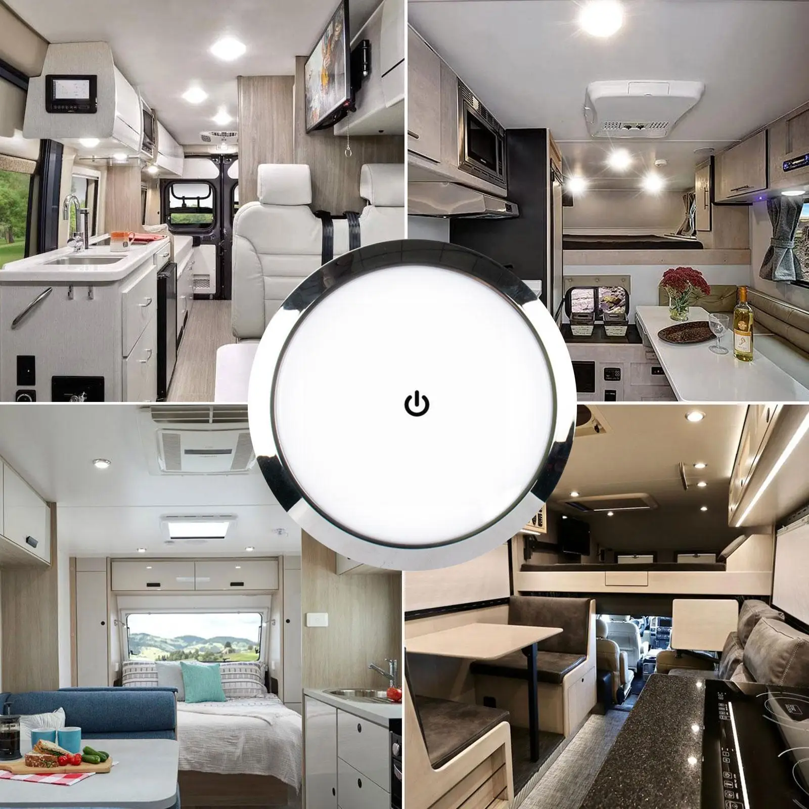 12V/24V RV Interior Ceiling LED Light With Dimmer Switch 5W Car Interior Led Round Light Roof Lamp For Camper Boat X1V8