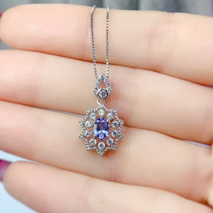 

Genuine Tanzanite Pendant with Certificate 5mm*4mm 0.4ct Natural Tanzanite Necklaces Pendant Gift for Wife