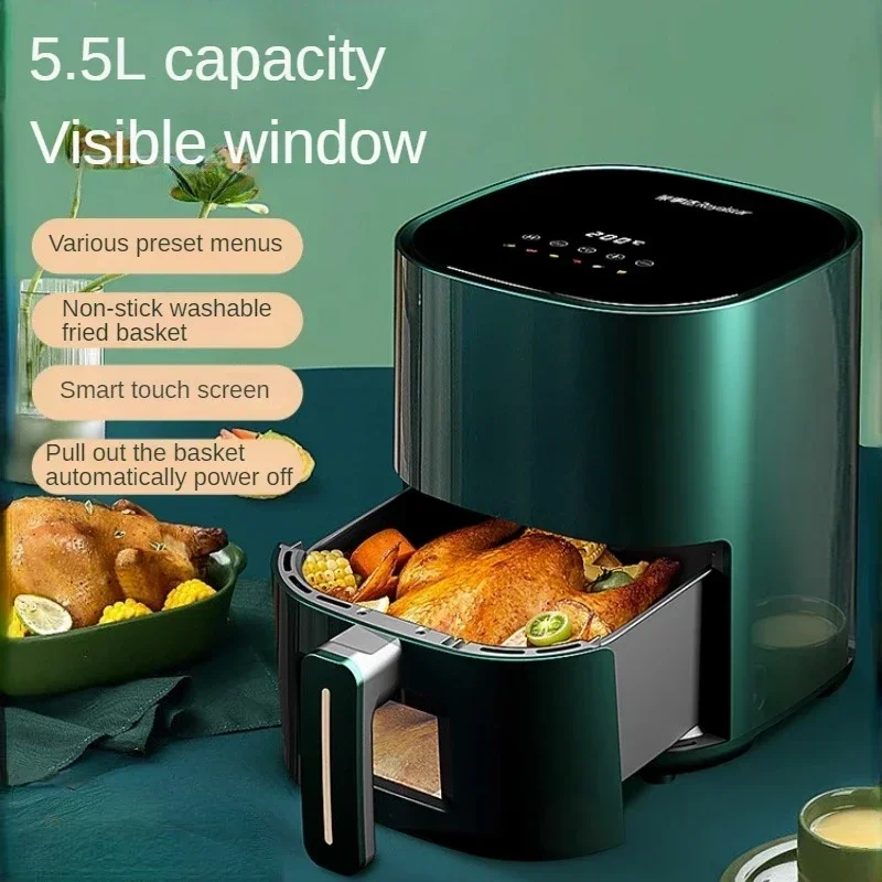 

New Air Fryer Intelligent 5.5L Large Capacity Visual Automatic Oil-free Electric Deep Fryer قلاية هوائية Freidora Sin Aceite